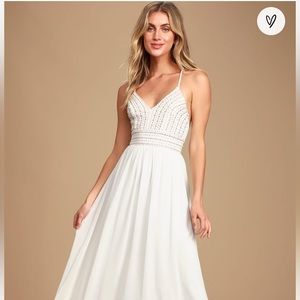 MEET ME IN MADRID WHITE BEADED MAXI DRESS
LULUS